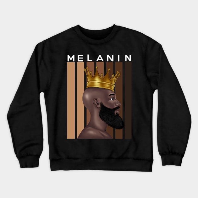 Black King Melanin Crewneck Sweatshirt by Merchweaver